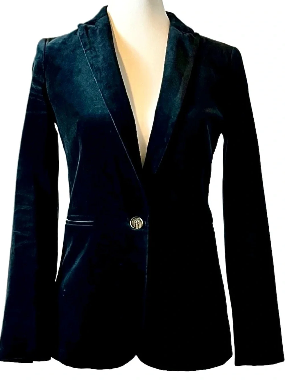 J.Crew Parke Black Velvet Blazer Fitted One Button Suit Jacket Sz 00